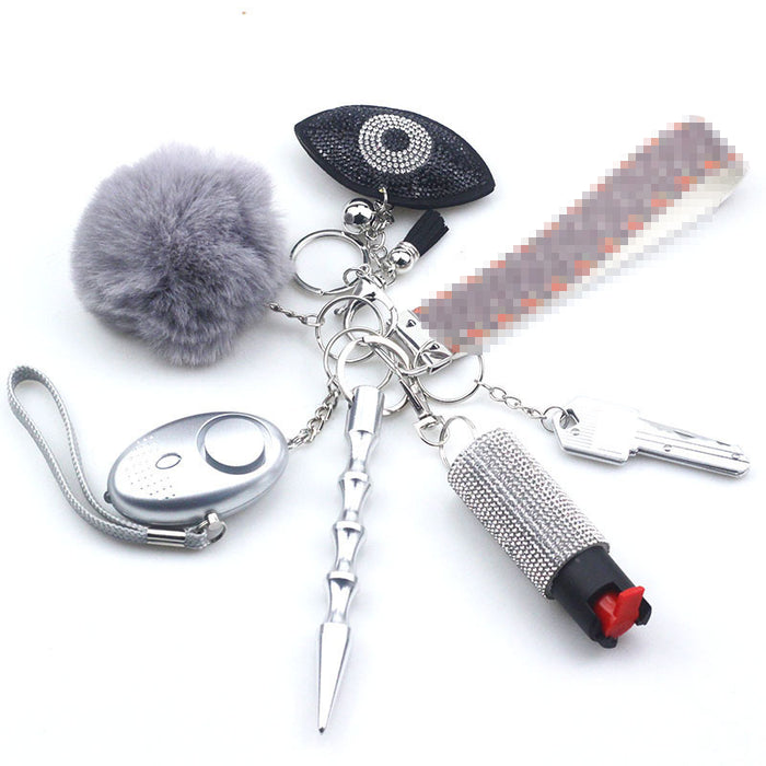 Wholesale Devil's Eye Multifunctional Fur Ball PU Leather Keychain JDC-KC-TouMS084