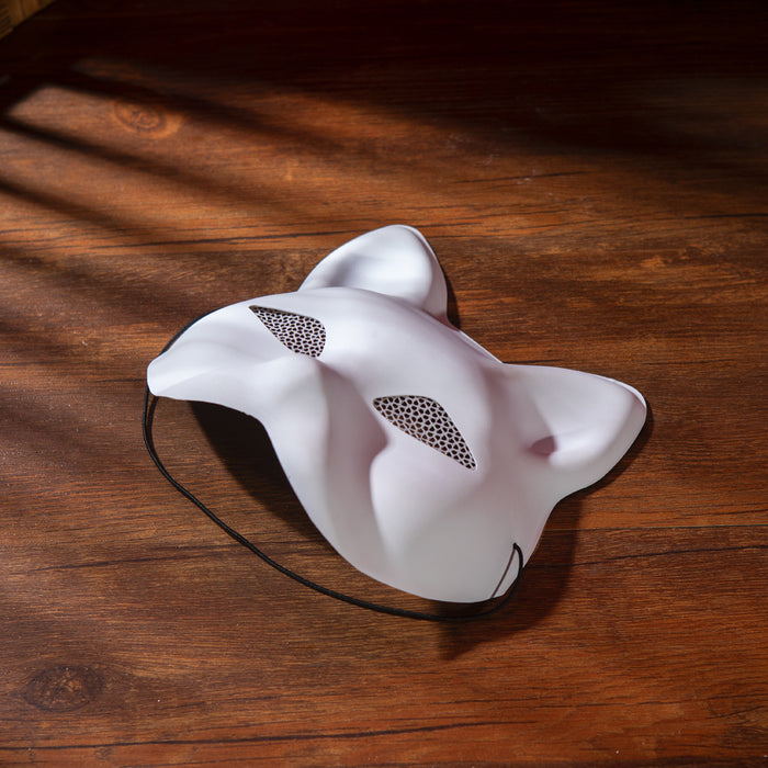 Wholesale With mesh matte white cat face white embryo mask COS party hand-painted embryo white frosted fox mask