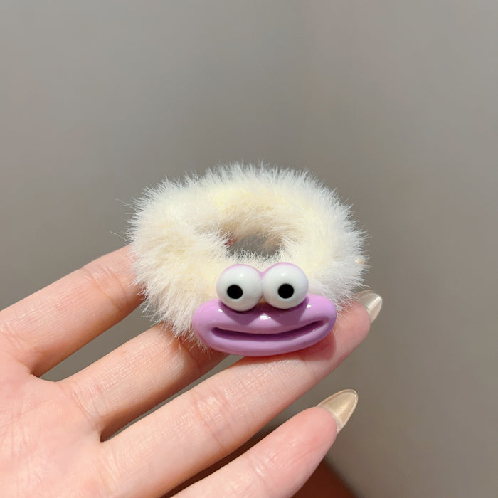 Wholesale Colorful Big-Eyed Monster Plush Hair Ring Thickeneded and Widened Towel Ring Plush Hair Rope Sweet Girl Heart Hair Rope Hair