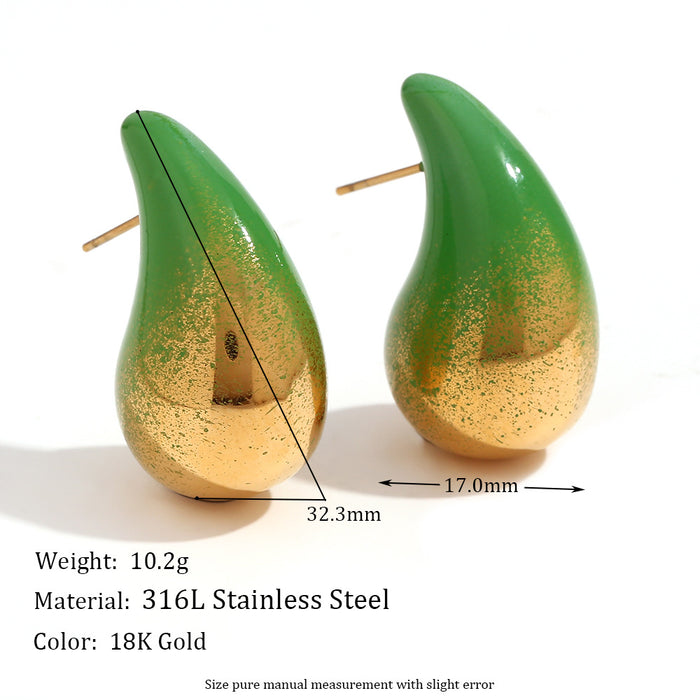Wholesale Stainless Steel Plated 18K Gold Spray Painted Water Drop Earrings JDC-ES-MengJ004