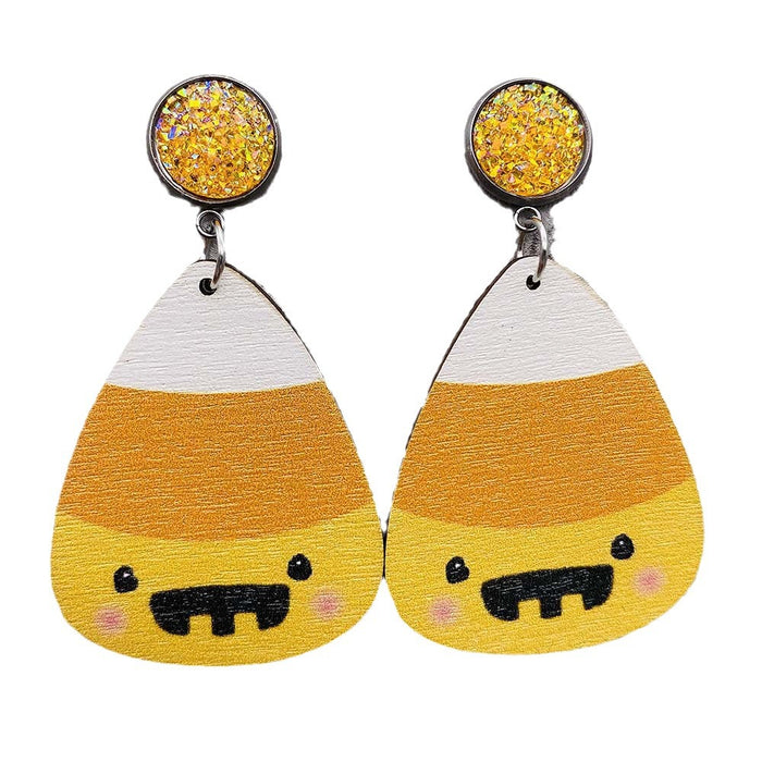 Wholesale  Earrings Pumpkin Skull  Web Wooden Earrings