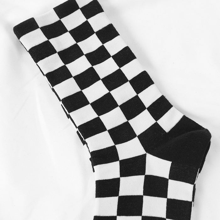 Wholesale New Chessboard Socks, Mid Socks, Trendy Cotton Socks, Socks