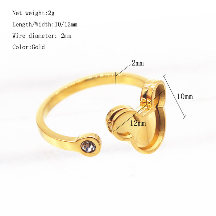 Wholesale Ring groove stainless steel gold-plated diamond ring opening