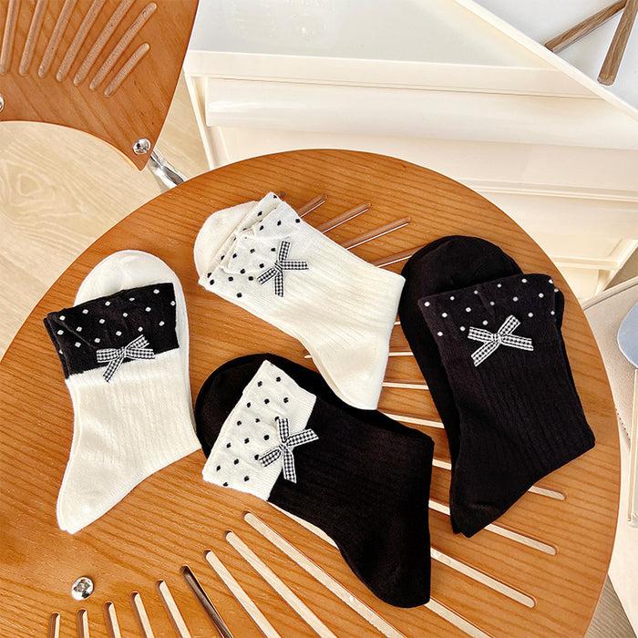 Wholesale Socks Thin Breathable Socks Loose Mouth Wave Point Middle Tube Socks College Wind Pile Socks