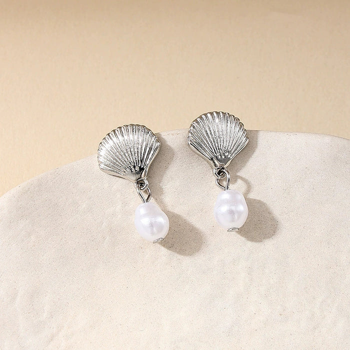 Wholesale  6 sets creative new pearl starfish shell zircon earrings women factory direct sales