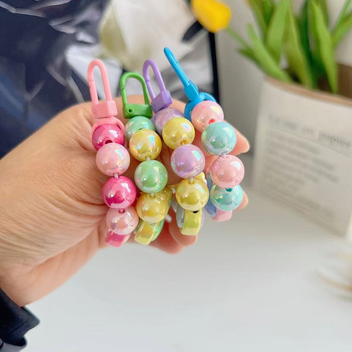 Wholesale Wholesale Fashion Electroplating Colorful Keychain Small Pendant Personalized and Versatile DIY Handmade Beaded Keychain