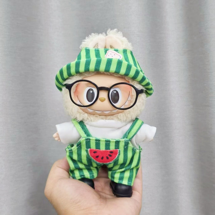 Wholesale Sitting Party Doll Clothes Cola  Vinyl Clothes Fisherman Hat Overalls Set