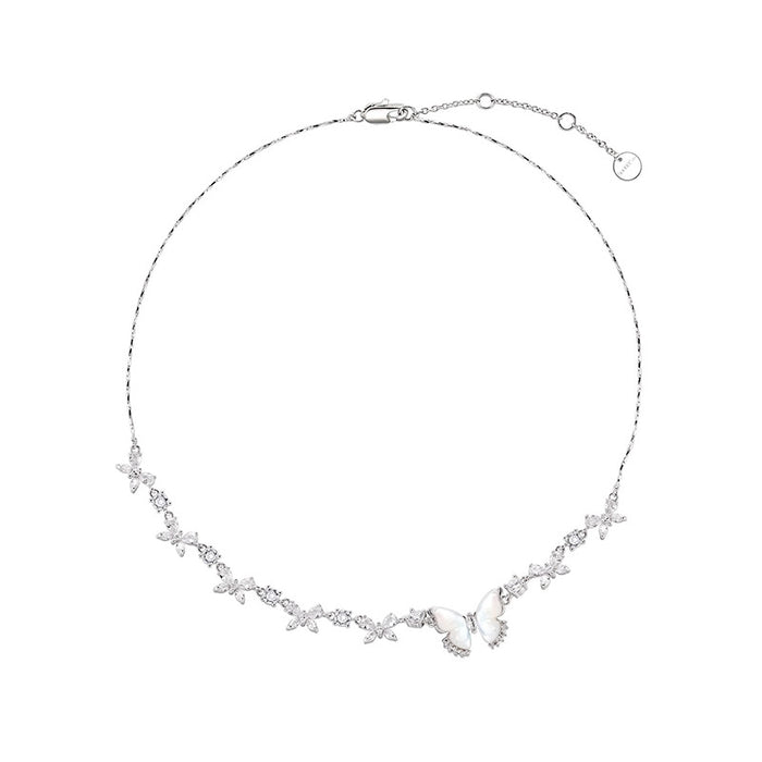 Wholesale Minimally luxurious diamond inlaid butterfly necklace with a high-end feel, light luxury collarbone chain, new style