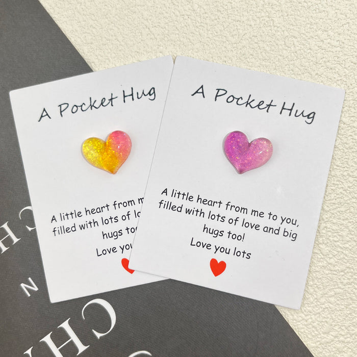 Wholesale gradient heart-shaped resin Decorations greeting card