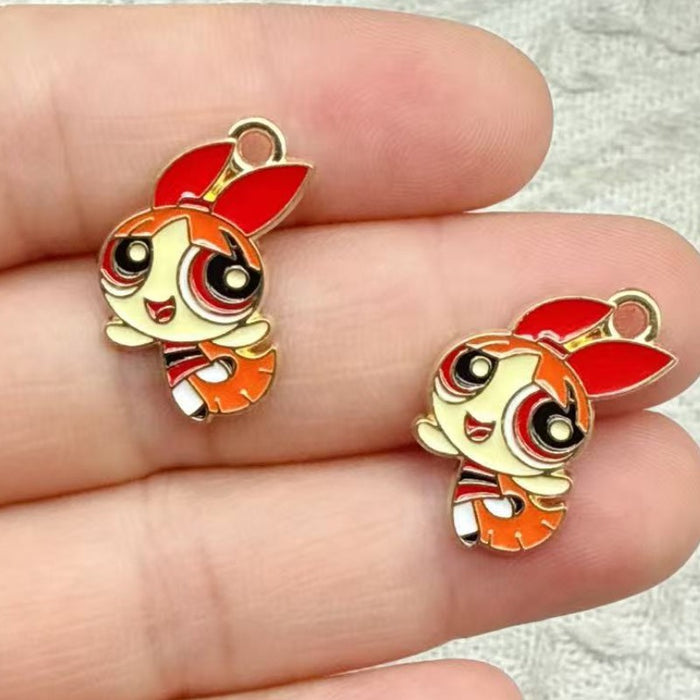 Wholesale 10pcs Alloy Oil Drip DIY Jewelry Accessories Cartoon Cute Anime Bracelets and Necklace Pendants