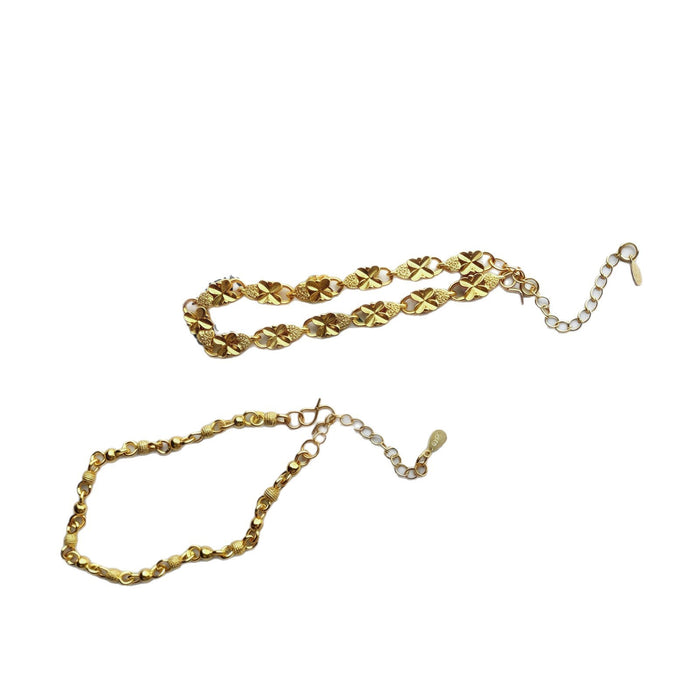 Wholesale Golden Lucky Grass Bracelet for Women, Four Leaf Flower Retro, niche design, high-end feeling, Four Leaf Grass Love, Wealth Attraction Bracelet