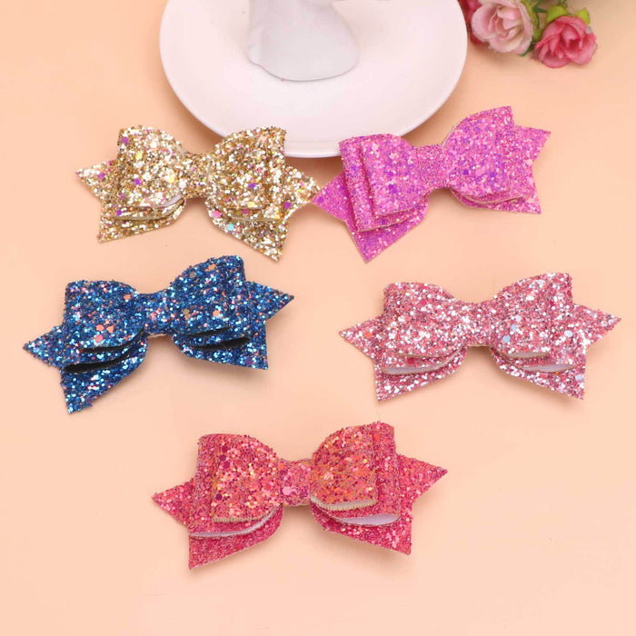 Wholesale Children's Christmas Glitter Fabric Bow Hairpin JDC-HC-Bais003