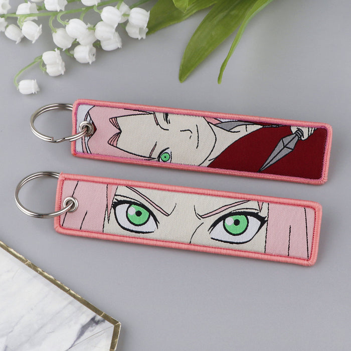 Wholesale Cartoon Anime Woven Label Keychain Pendant  Fabric Anime Peripheral