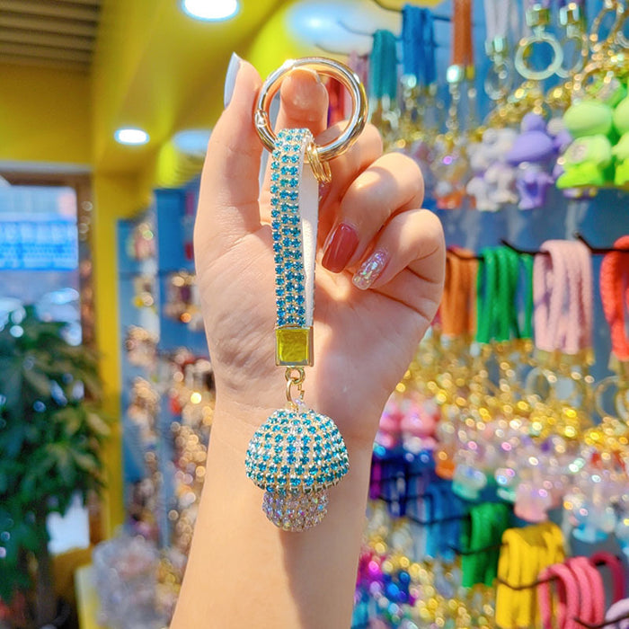 Wholesale Full-diamond mushroom pendant encrusted with diamonds  personalized couple keychain