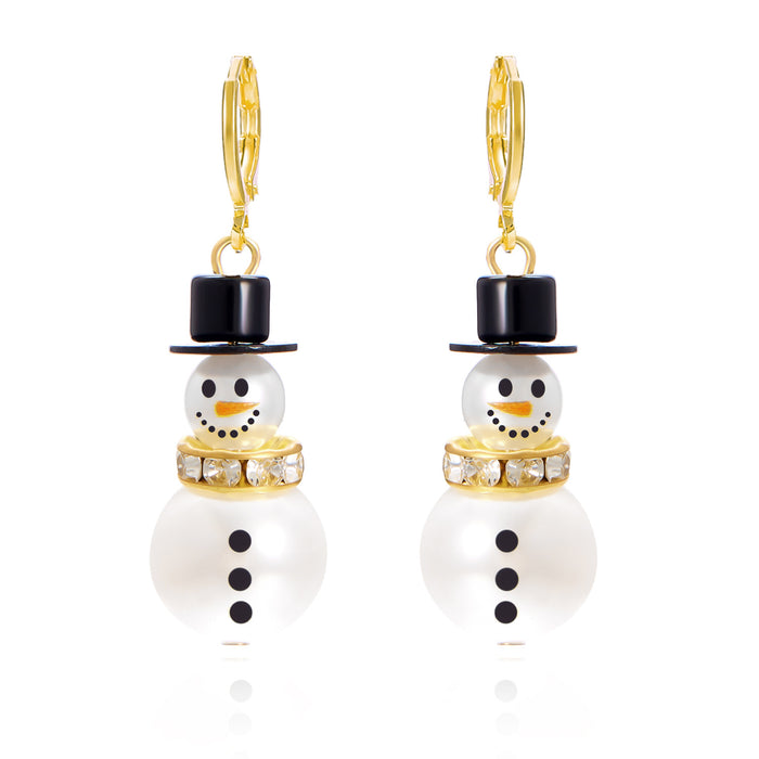 Wholesale Christmas Cute Diamond Snowman Earrings JDC-ES-GangM002