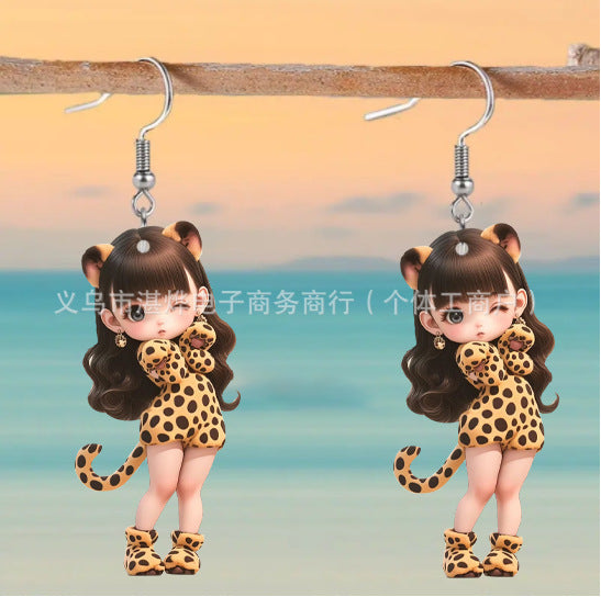 Wholesale Acrylic Cartoon Girl Earrings JDC-ES-Zhanh005