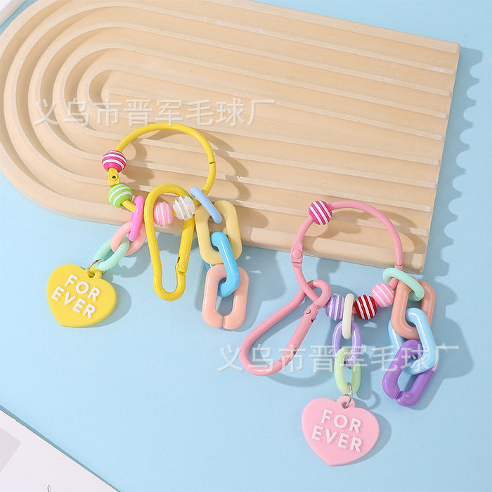 Wholesale Colorful creative couple love chain keychain handmade DIY girls doll bag pendant accessories