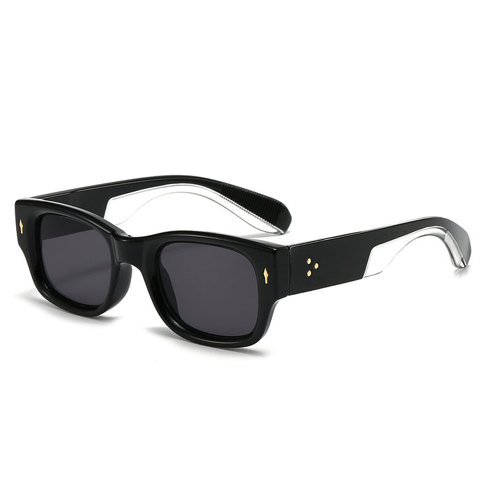 Wholesale Minimalist sunglasses with narrow frame, wide legs, personalized rice nail decoration, fashionable sunglasses