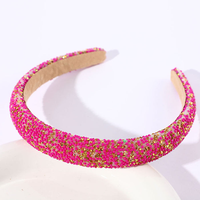 Wholesale Colorful Full Diamond Headband High-End Versatile Dopamine Color Headband Shiny Pearl Headband Hair Accessories