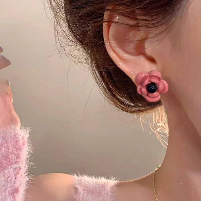 Wholesale Pink Flower Alloy Earrings JDC-ES-TongS010