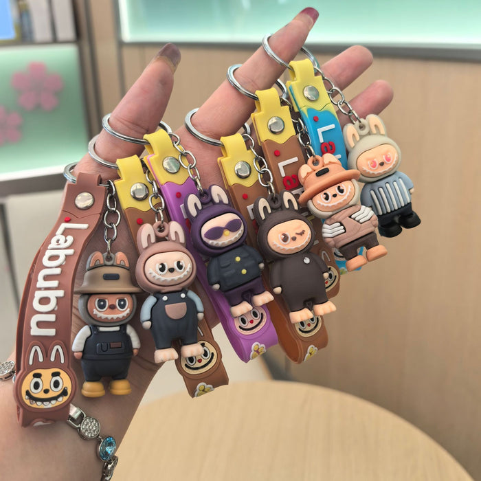 Wholesale Cartoon soft rubber cap little sheep keychain pendant blind box trendy cool series ground push gift ornaments