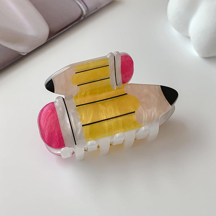 Wholesale Cute School Bus Clip Acrylic Pencil Shark Clip Computer Hairpin Apple Headwear Creative School Season Hair Accessories