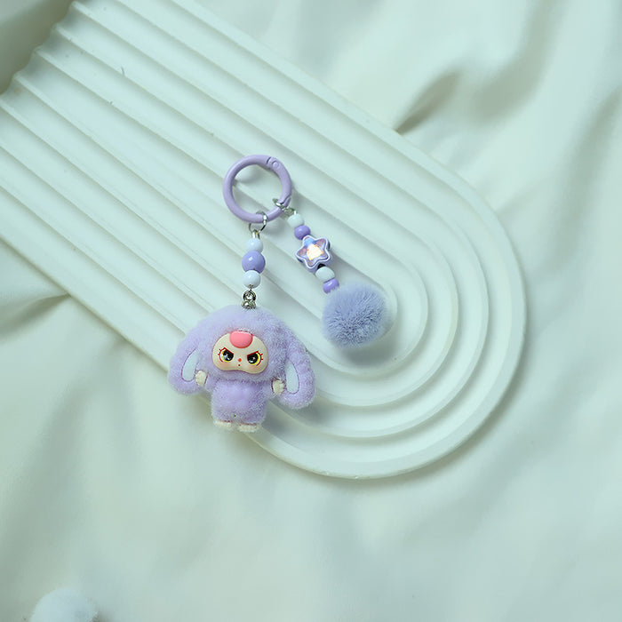 Wholesale Bowknot Flocking Big Ear Cartoon Keychain Schoolbag Pendant