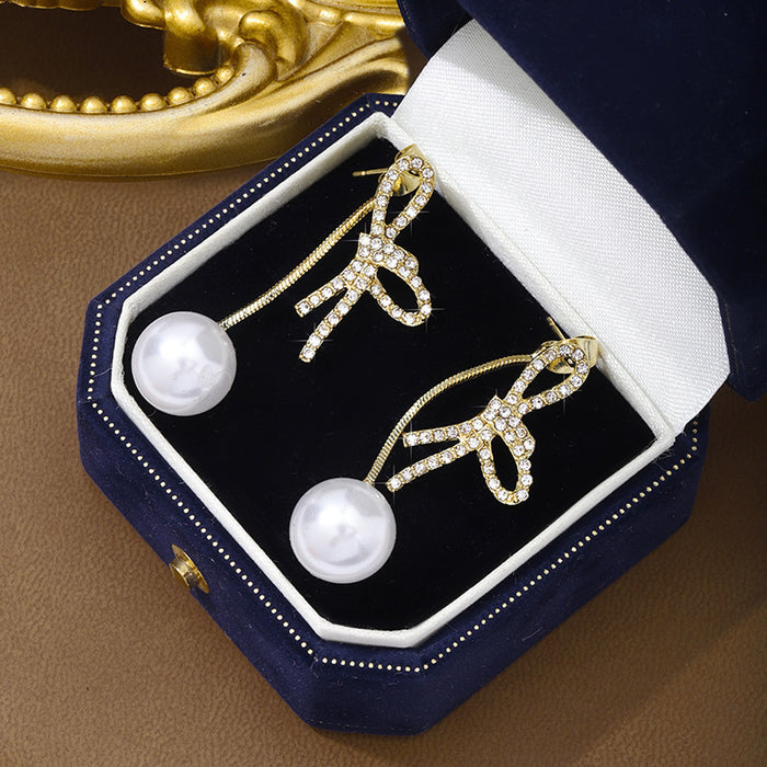 Wholesale Silver Needle Earrings, New Butterfly Knot Pearl Earrings, Design Sense, Advanced Earnail Earrings, Jewelry