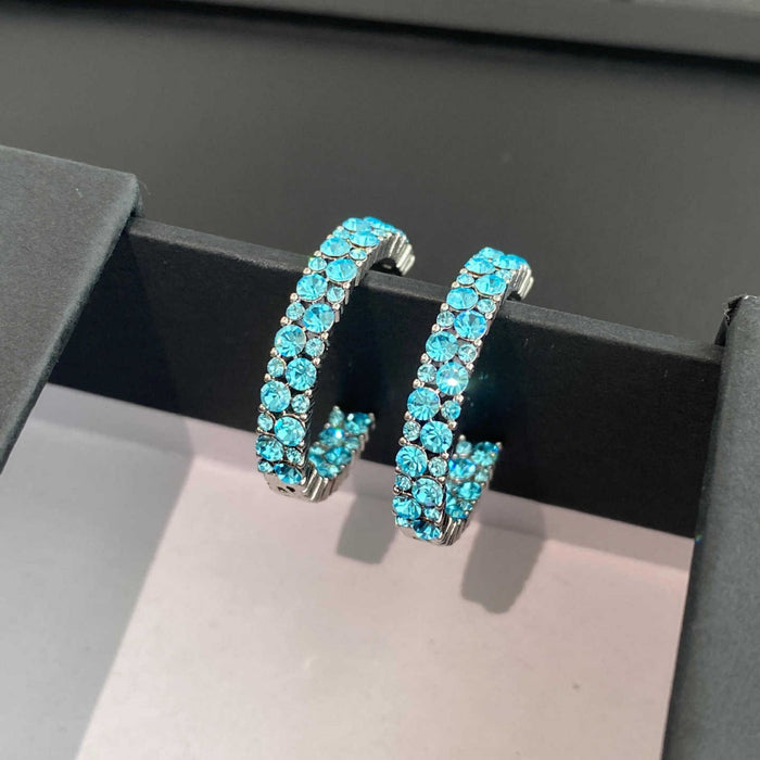 Wholesale Blue diamond circle earrings