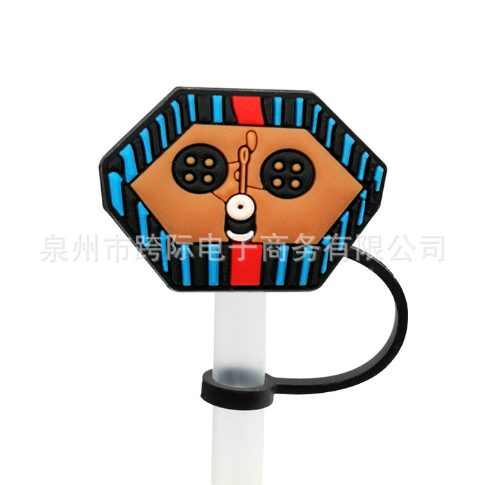 Wholesale Series Straw Cover Straw Cap Silicone Dust Stopper Cute Anime Party Straw Decoration