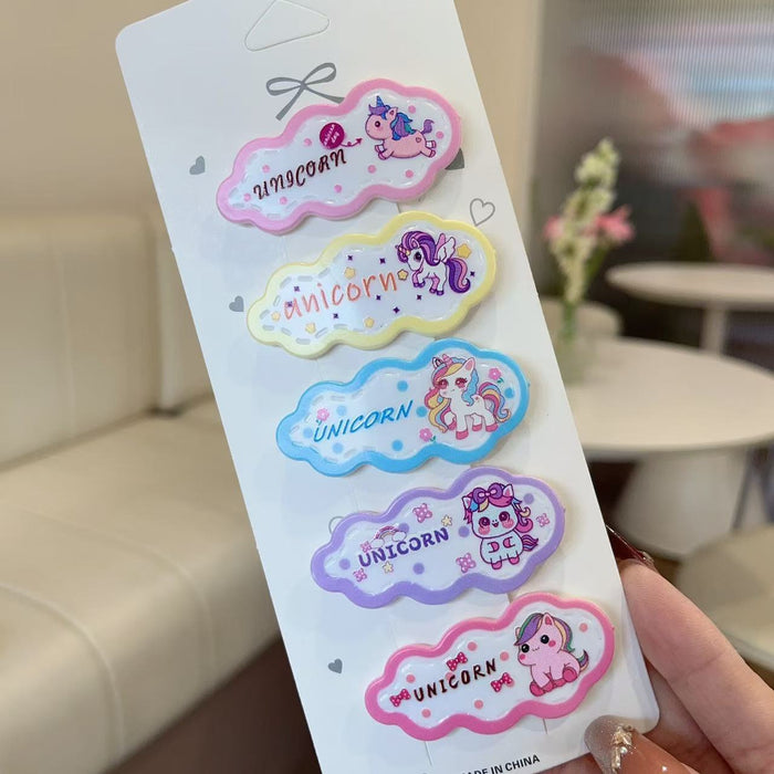 Wholesale 5 PCS Cute cartoon pattern plaid hair clip