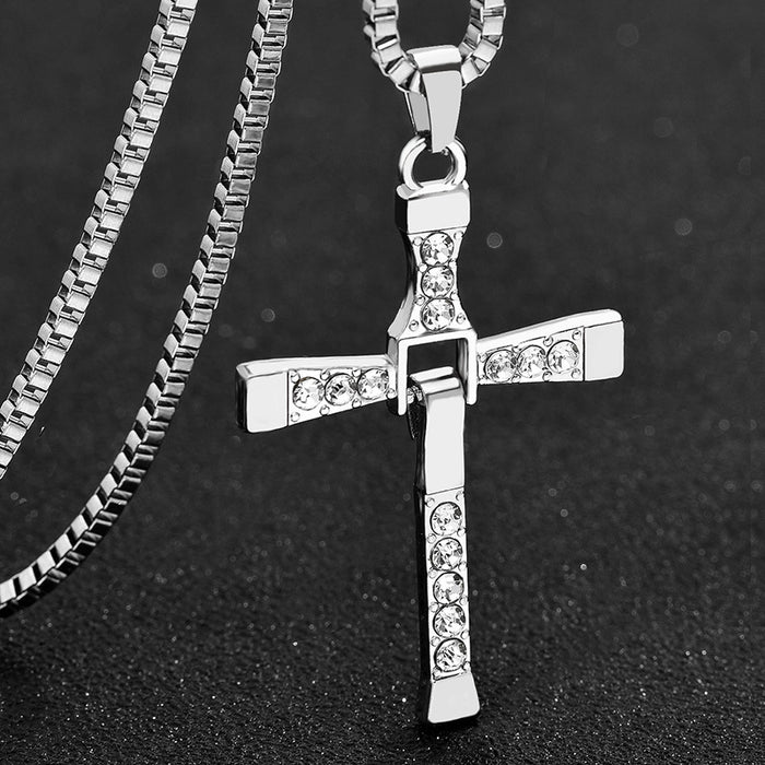 Wholesale Diamond Cross Pendant Men's Necklace JDC-NE-ChengHan013