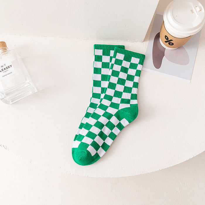 Wholesale Checkerboard Cotton Socks JDC-SK-JiaY017