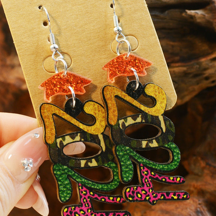 Wholesale 2024 Graduation Season Double-sided Printed Wooden Earrings JDC-ES-ChenChen002