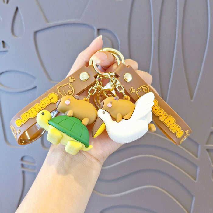 Wholesale Keychain Cute Capybara Schoolbag Pendant Car Key Chain Children' s Doll Machine Small Gift