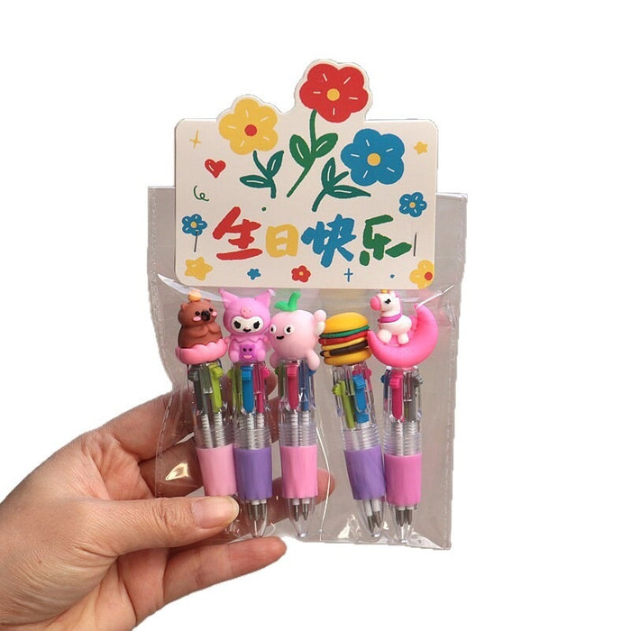 Wholesale Cartoon Animal Ballpoint Pen Set for Kids Birthday Gift Office