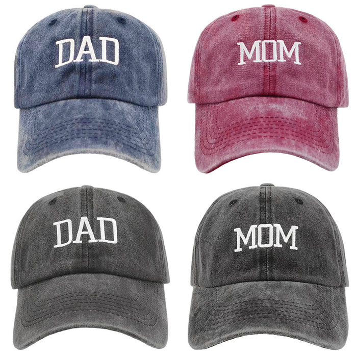 Wholesale Retro washed cotton DAD MOM embroidered couple baseball caps