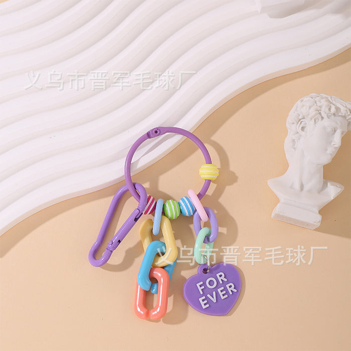 Wholesale Colorful creative couple love chain keychain handmade DIY girls doll bag pendant accessories