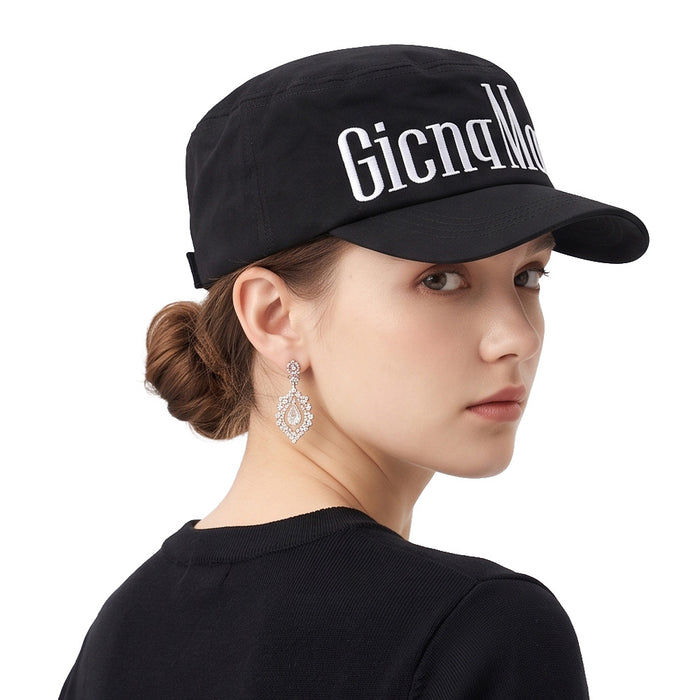 Wholesale Retro Houndstooth Flat Top Hat with Leopard and Letter H Embroidery Sun Protection