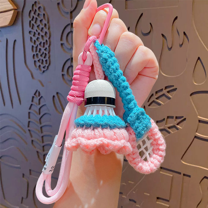 Wholesale Hand-woven badminton pendant wool bag pendant finished woven badminton keychain