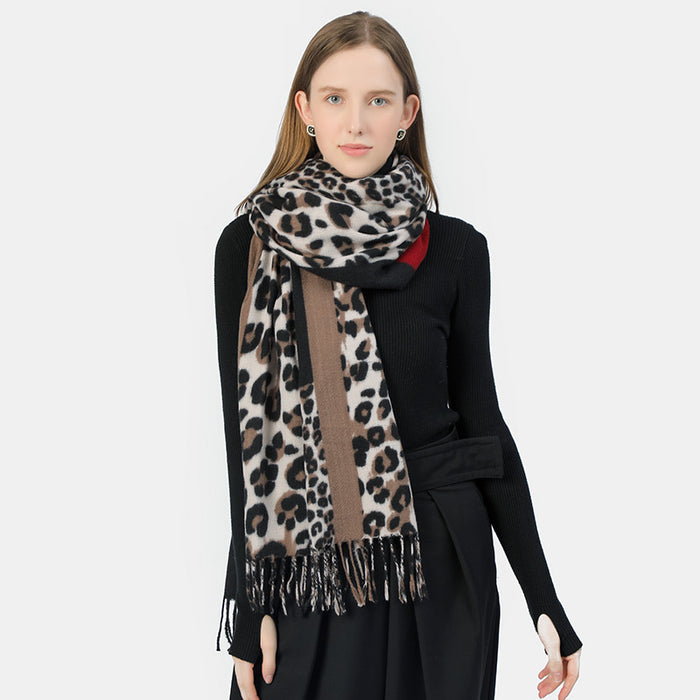 Wholesalewinter  leopard print scarf  thickened lengthened cashmere