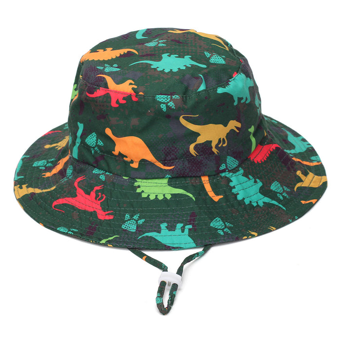 Wholesale Children' s Sun Protection Bucket Hat with Chin Strap Breathable Mesh Cartoon Design Everyday Wear