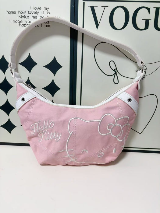 Wholesale Cute Cartoon Denim Embroidered Horn Shoulder Bags