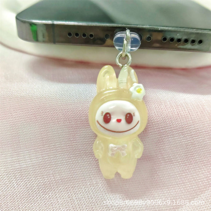 Wholesale Mobile phone dust plug charging port dust cap luminous pull cloth dust plug