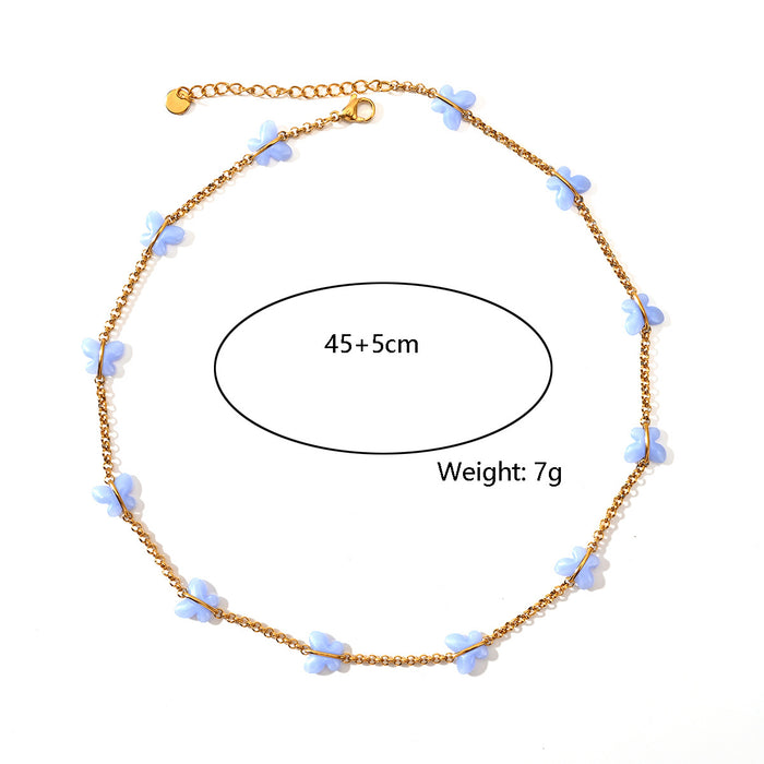 Wholesale Simple stainless steel butterfly necklace with creative ocean style pendant matching