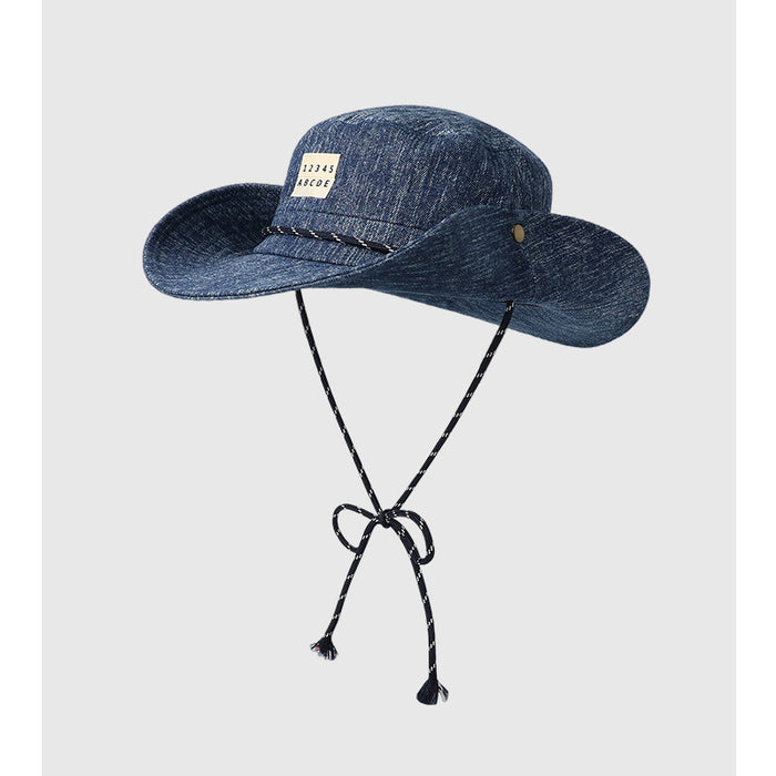 Wholesale Sunscreen camping fisherman hat, outdoor cycling strap hiking hat, large brim cowboy hat