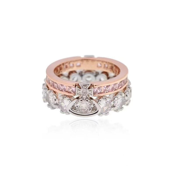 Wholesale Double layered sparkling diamond detachable ring