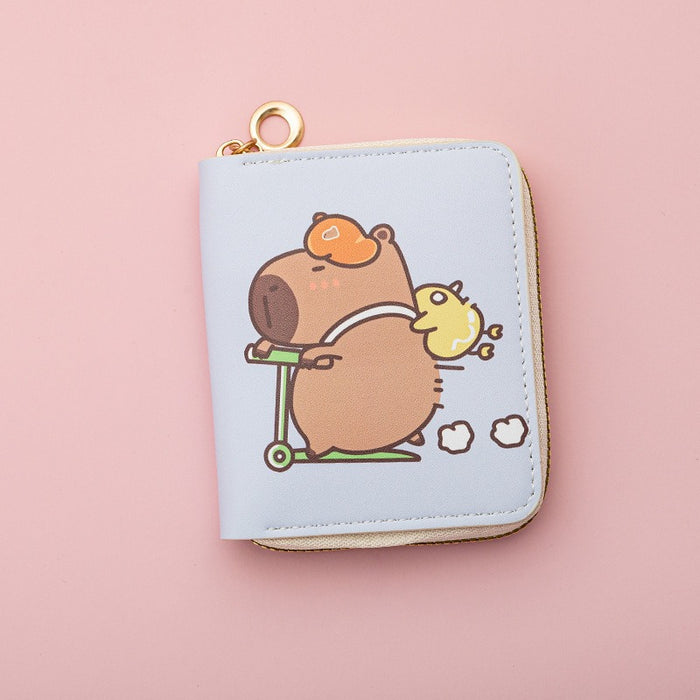 Wholesale Cute Cartoon Short PU Capi Bara Children Student Simple Coin Purse Card Holder Wallet JDC-WT-QT003