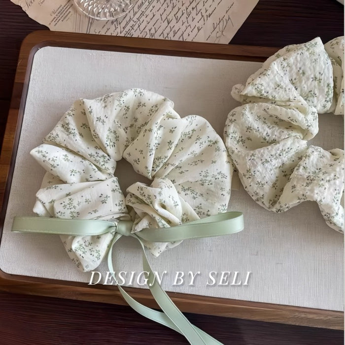 Wholesale bean paste green large hair ring cotton bow ribbon girl headdress for women