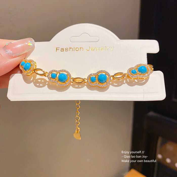 Wholesale Gold Plated Zircon Gourd Hollow Bracelet New Chinese Retro Style Jewelry Accessory
